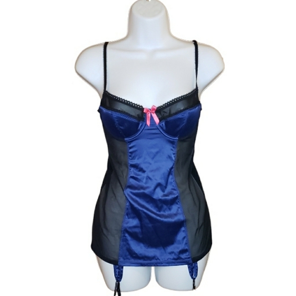 Vintage Victoria's Secret - Blue Satin | Sheer Black | Bra - 34B - NWT